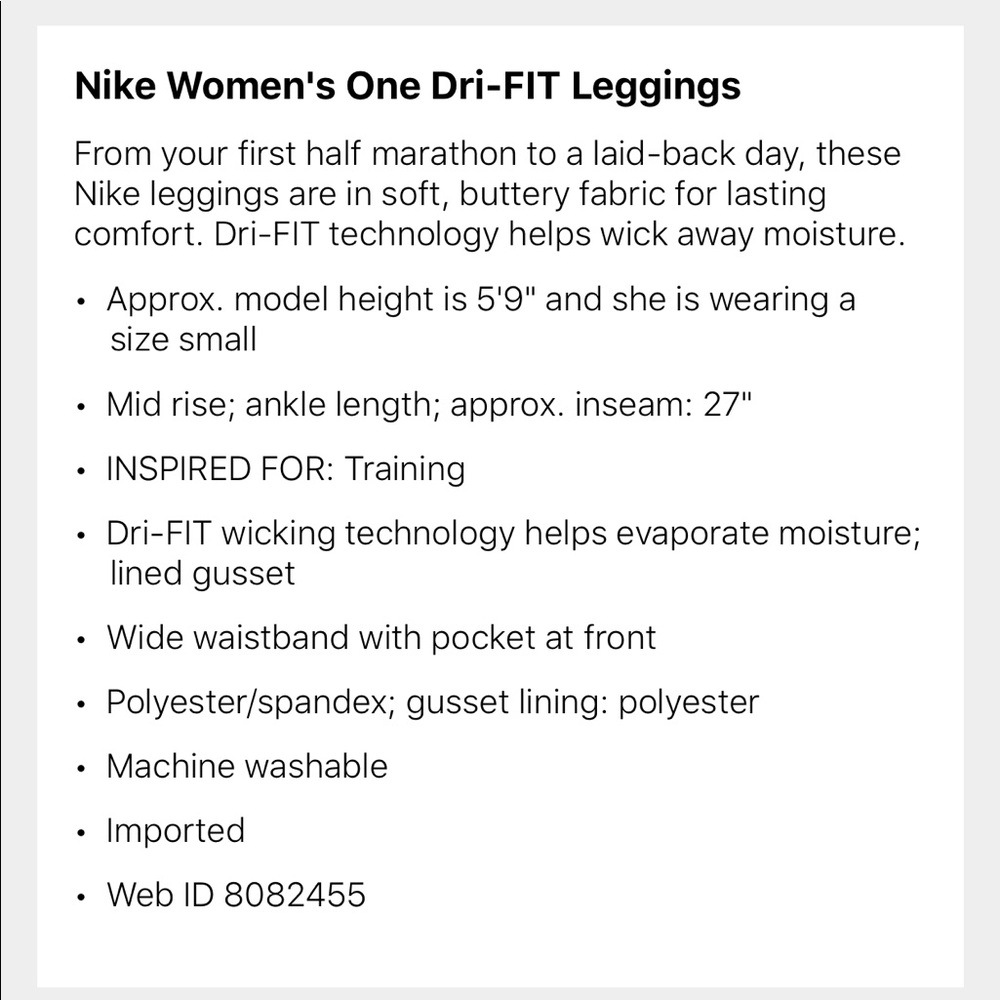 Nike One Dri-Fit Workout Leggings. Blue NEW - Picture 5 of 5